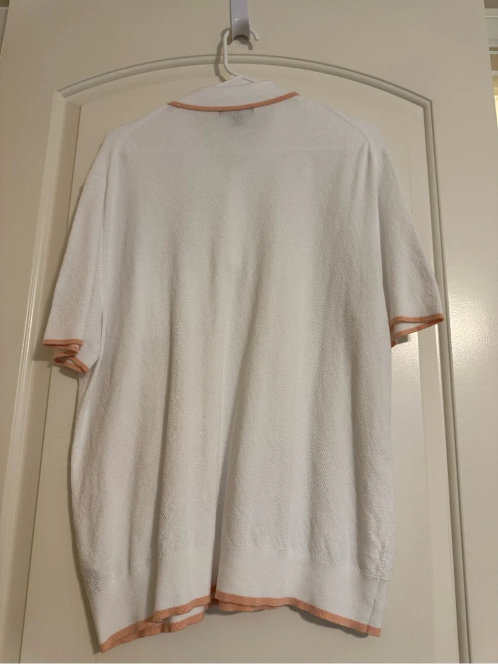 Banana Republic White Polo with Peach Trim